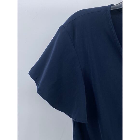 POMELO Women’s Navy Blue Front Knot Short Sleeve Crop Top SZ L - Picture 3 of 11